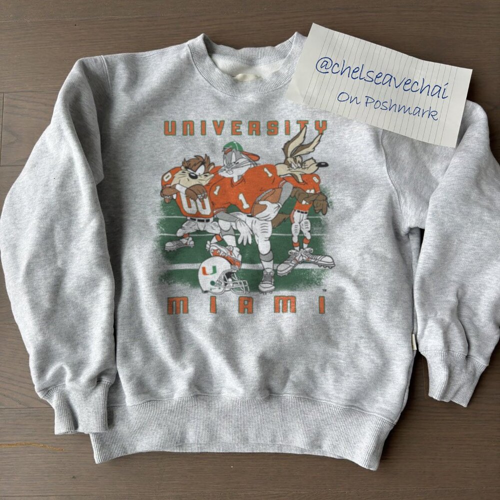 University of Miami Hurricanes Looney Tunes Football Sweatshirt, NCAA Shirt Tee